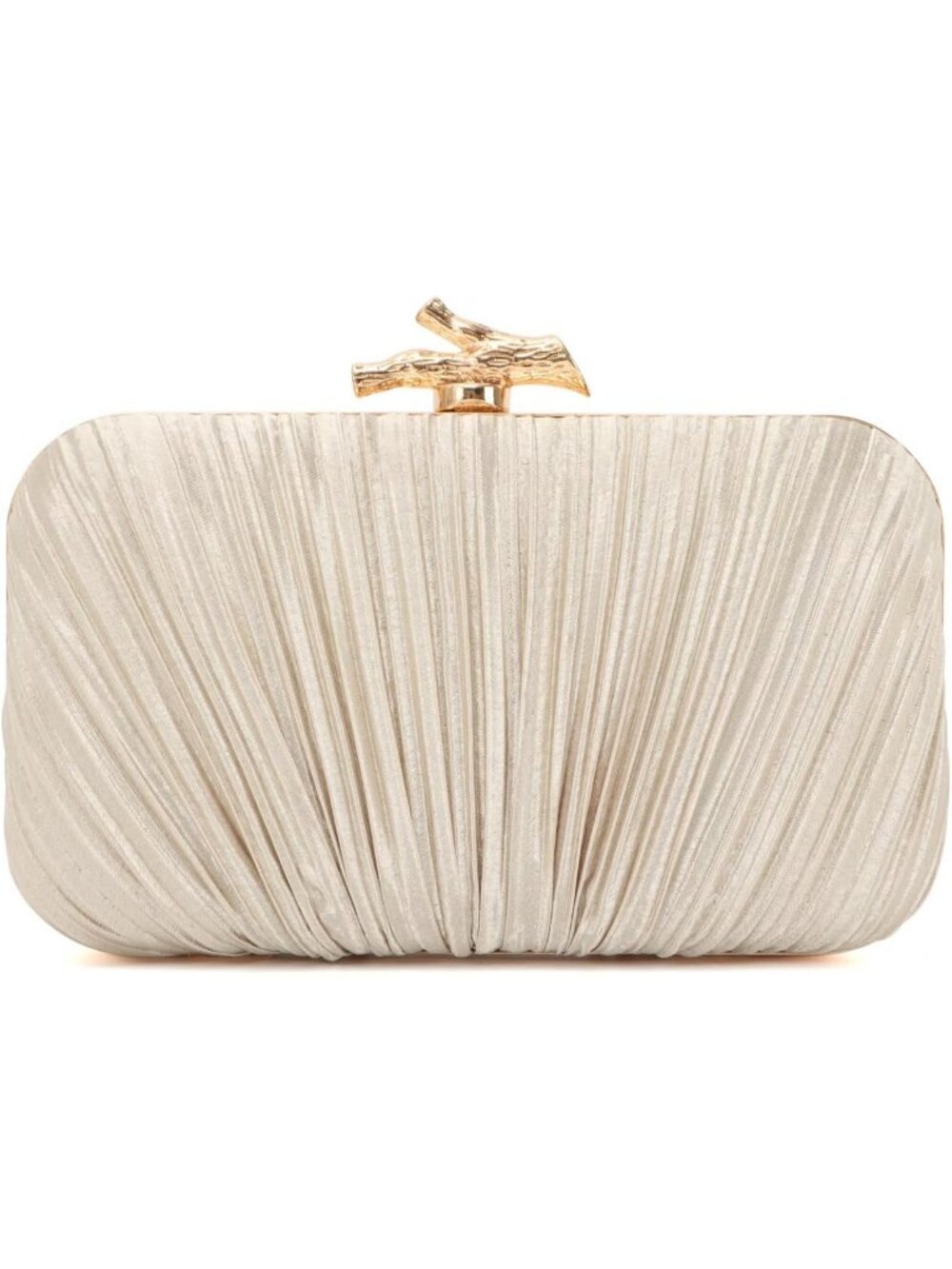 Women's Gold Pleated Clutch Purse For With Chain Wedding Party Evening Bag
